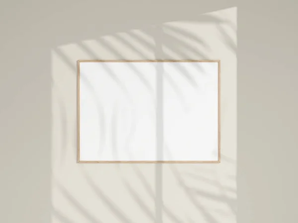 白い壁に写真フレームのモックアップ 最小限の背景 空の画像フレームのモックアップ ポスターモックアップ 清潔で近代的でミニマルなフレーム 3Dレンダリング — ストック写真
