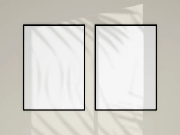 白色墙壁上的相框模型 最低纲领的背景 空白相框模型 海报嘲笑 极小的框架 3D渲染 — 图库照片