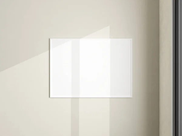 Beyaz Duvardaki Fotoğraf Çerçevesi Modeli Minimalist Bir Geçmiş Oturma Odasında — Stok fotoğraf