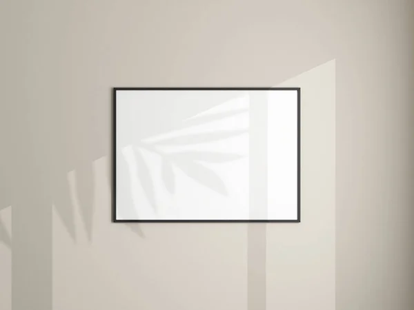 Beyaz Duvarda Asılı Fotoğraf Çerçevesi Modeli Minimalist Bir Geçmiş Oturma — Stok fotoğraf