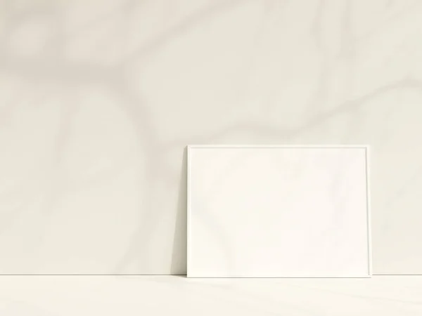 Belső Poszter Mockup Képkerettel Fehér Falnak Támaszkodva Minimalista Képkeret Mockup — Stock Fotó