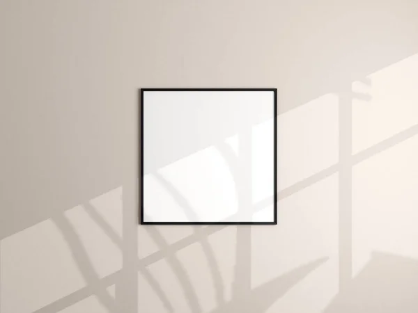 Photo Frame Mockup Hanging Beige Wall Minimalist Background Blank Picture — Stock Photo, Image
