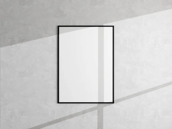 Ελάχιστη Εικόνα Αφίσας Κορνίζα Κρέμεται Λευκό Τοίχο Κενό Πλαίσιο Mockup — Φωτογραφία Αρχείου