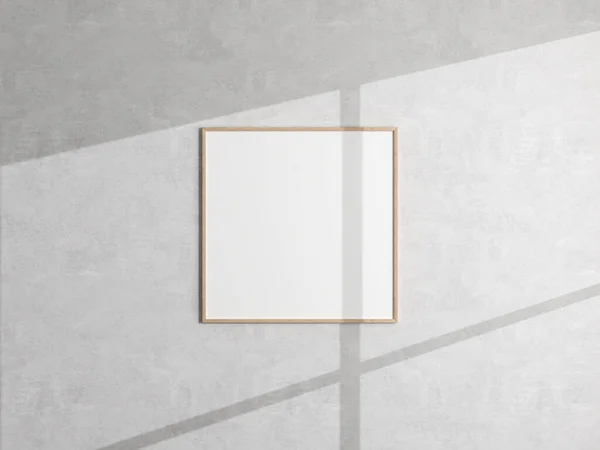 白色墙上挂着最小的招贴画框 空白框的模型 极小的框架 3D渲染 — 图库照片