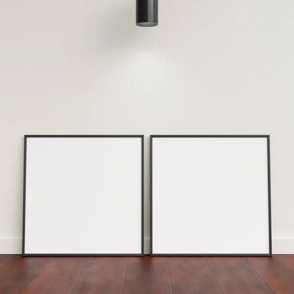 Minimal Poster Picture Frame Mockup Leanings White Wall Blank Frame — Stock Photo, Image