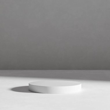 Minimalist arkaplan üzerine ürün sunumu için boş beton oda yuvarlak çimento podyumu