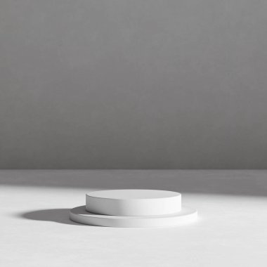 Minimalist arkaplan üzerine ürün sunumu için boş beton oda yuvarlak çimento podyumu