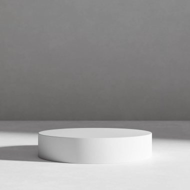 Minimalist arkaplan üzerine ürün sunumu için boş beton oda yuvarlak çimento podyumu