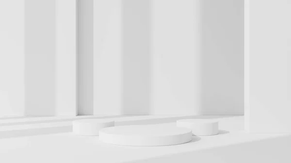 White podium design in architectural design background