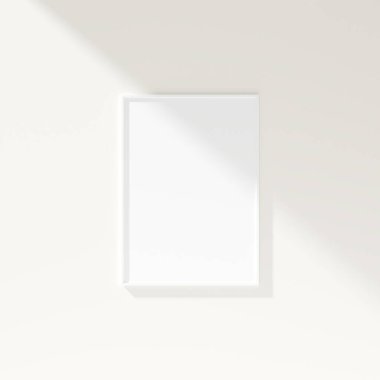 Beyaz duvarda minimal çerçeve modeli. Poster modeli. Temiz, modern, minimal çerçeve. 3d oluşturma.