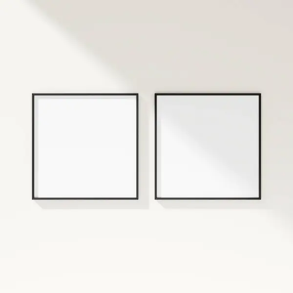 白色墙壁上最小的框架模型 海报嘲笑 极小的框架 3D渲染 — 图库照片