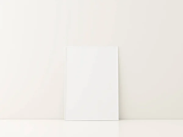 Frame Poster Mockup Standing White Floor Minimalist Frame Mockup Rendering — Stock Photo, Image