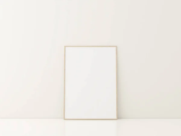 Beyaz Zeminde Duran Posterli Çerçeve Minimalist Çerçeve Modeli Oluşturma — Stok fotoğraf