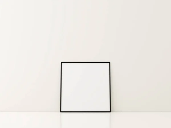 Frame Poster Mockup Standing White Floor Minimalist Frame Mockup Rendering — Stock Photo, Image