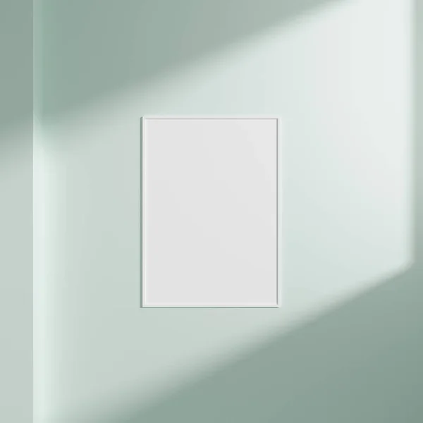 Minimal Leere Rahmenbild Attrappe Die Auf Weißem Wandhintergrund Mit Fensterlicht — Stockfoto