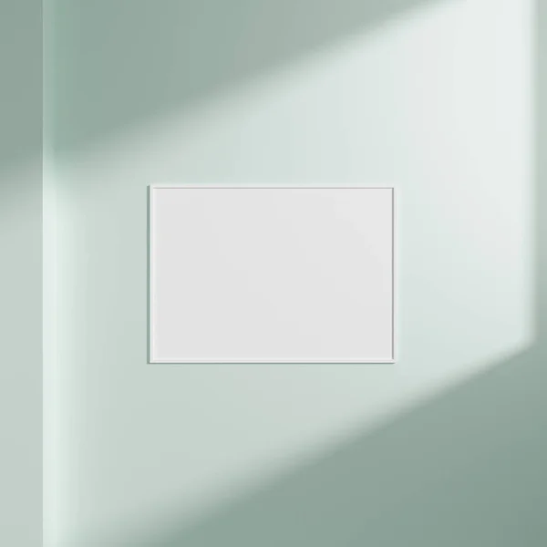 Minimal Leere Rahmenbild Attrappe Die Auf Weißem Wandhintergrund Mit Fensterlicht — Stockfoto