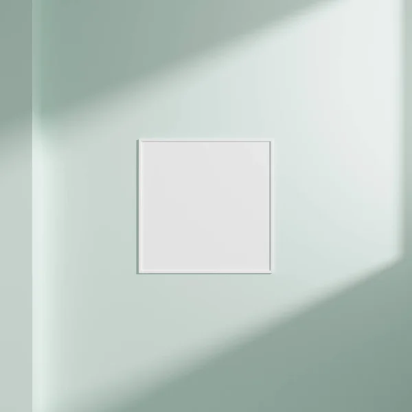Minimal Empty Frame Picture Mockup Hanging White Wall Background Window — Stock Photo, Image