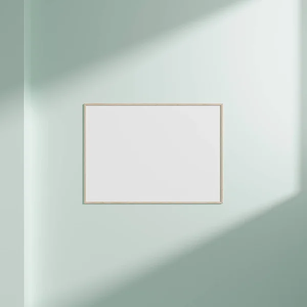 Pencere Işığı Gölgesi Olan Beyaz Arkaplanda Asılmış Boş Çerçeve Resmi — Stok fotoğraf