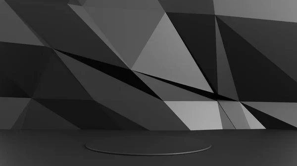 Мінімальний Подіум Чорного Продукту Темно Металевим Абстрактним Фоном Візуалізація — стокове фото