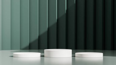 Siyah arkaplan ile soyut geometrik beyaz kazanan podyum