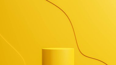 3D soyut sahne arkaplanı yumuşak sarı podyum ürün sunumu maketi