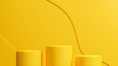 3D soyut sahne arkaplanı yumuşak sarı podyum ürün sunumu maketi