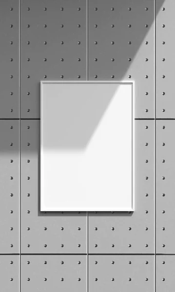 Großaufnahme Einer Plakatrahmen Attrappe Einer Industriemauer Rahmen Hängt Wand Attrappe — Stockfoto