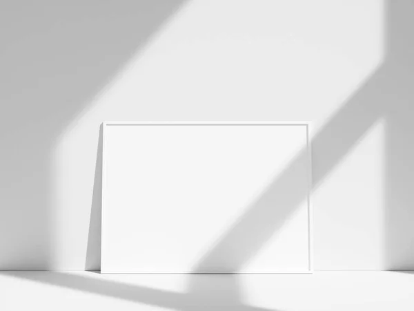 Cornice Vuota Sul Muro Bianco Con Ombra Finestra — Foto Stock