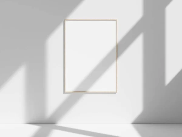 窓の影と白い壁に空のフレーム — ストック写真