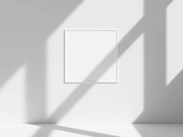 Cadre Vide Sur Mur Blanc Avec Ombre Fenêtre — Photo