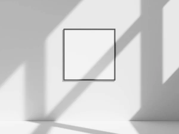 Leerer Rahmen Der Weißen Wand Mit Fensterschatten — Stockfoto