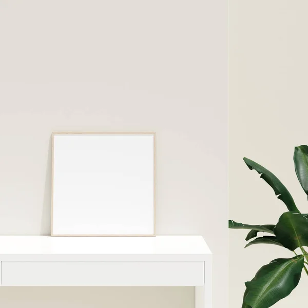 stock image Frame mockup on interior room with plant