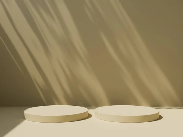 3D podyum pastel arka planı gölgeli. Güzellik, kozmetik ürün sunumu için doğa minumum kaidesi. Yaz ve bahar kopyalama alanı şablonu