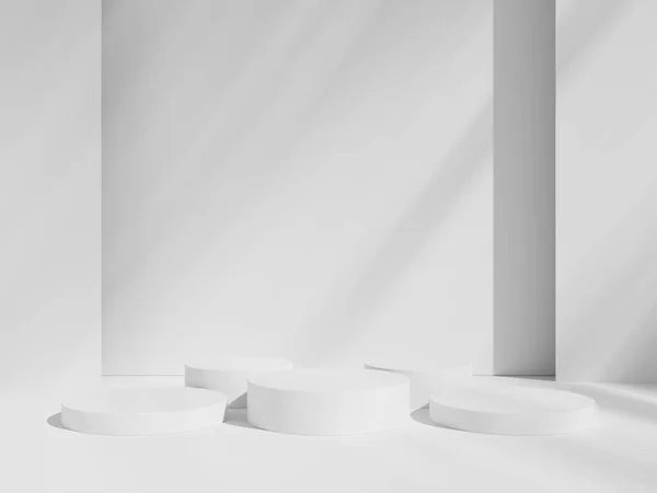 stock image Geometric cylinder shape background in the white and grey studio room minimalist mockup for podium display or showcase