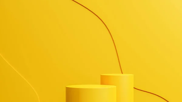 Abstrakte Szene Hintergrund Weich Gelb Podium Produktpräsentation Attrappe — Stockfoto