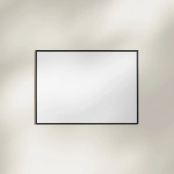 Marco Colgando Una Maqueta Pared Blanca Con Sombra Hoja —  Fotos de Stock