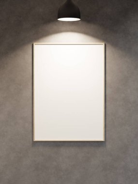 Boş bir çerçeve asılı duvarda spot ışıklarıyla