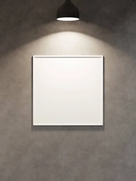 用点灯挂在墙上的空空白框架 — 图库照片
