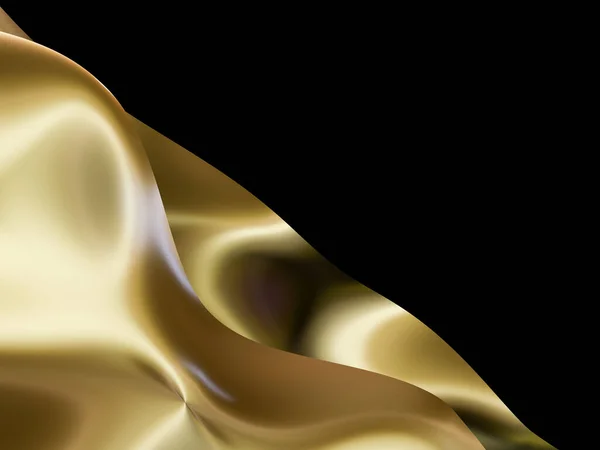 Abstract Gold Wave metal design. Shiny golden design element on dark background for Business card or technology website background.