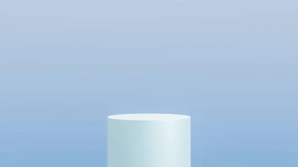 Abstrakt Blå Cylinder Piedestal Pallplats Med Blå Bakgrund Pastellblå Minimal — Stockfoto