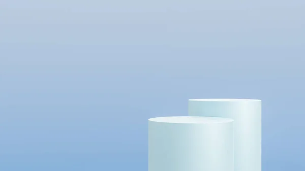 Podio Pedestal Cilindro Azul Abstracto Con Fondo Azul Escena Mínima —  Fotos de Stock
