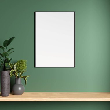 Oturma odasının iç kısmında minimalist fotoğraf çerçevesi modeli.