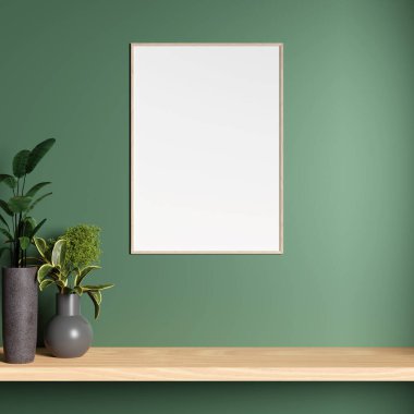 Oturma odasının iç kısmında minimalist fotoğraf çerçevesi modeli.