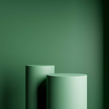 Kahverengi stüdyo odasındaki Geometrik silindir şekilli arka plan podyum veya vitrin için minimalist modelleme