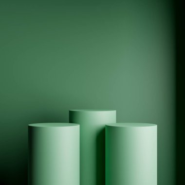 Kahverengi stüdyo odasındaki Geometrik silindir şekilli arka plan podyum veya vitrin için minimalist modelleme