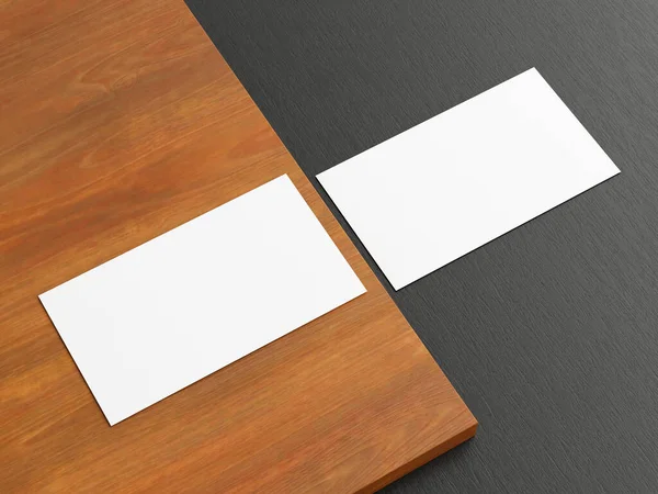 Clean minimal business card mockup on wood background
