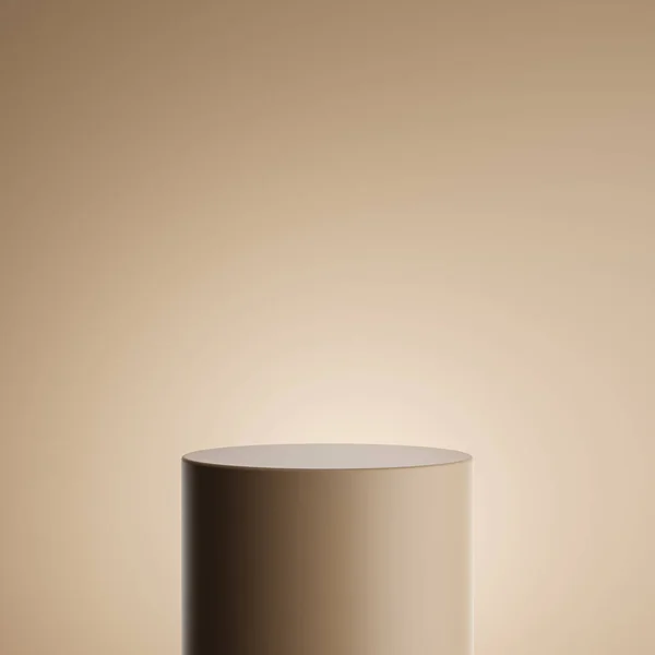 Cylinderbrun Podium Brun Bakgrund Med Minimalistisk Stil För Produktställ — Stockfoto