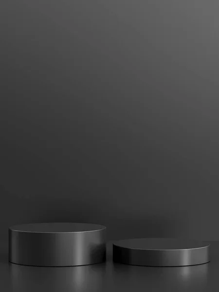 Простий Порожній Розкішний Чорно Металевий Фон Платформою Відображення Продукту Порожня — стокове фото