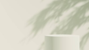 Beyaz ürün podyum arka planında güneş ışığı gölge oluşturur