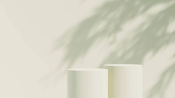 Beyaz ürün podyum arka planında güneş ışığı gölge oluşturur
